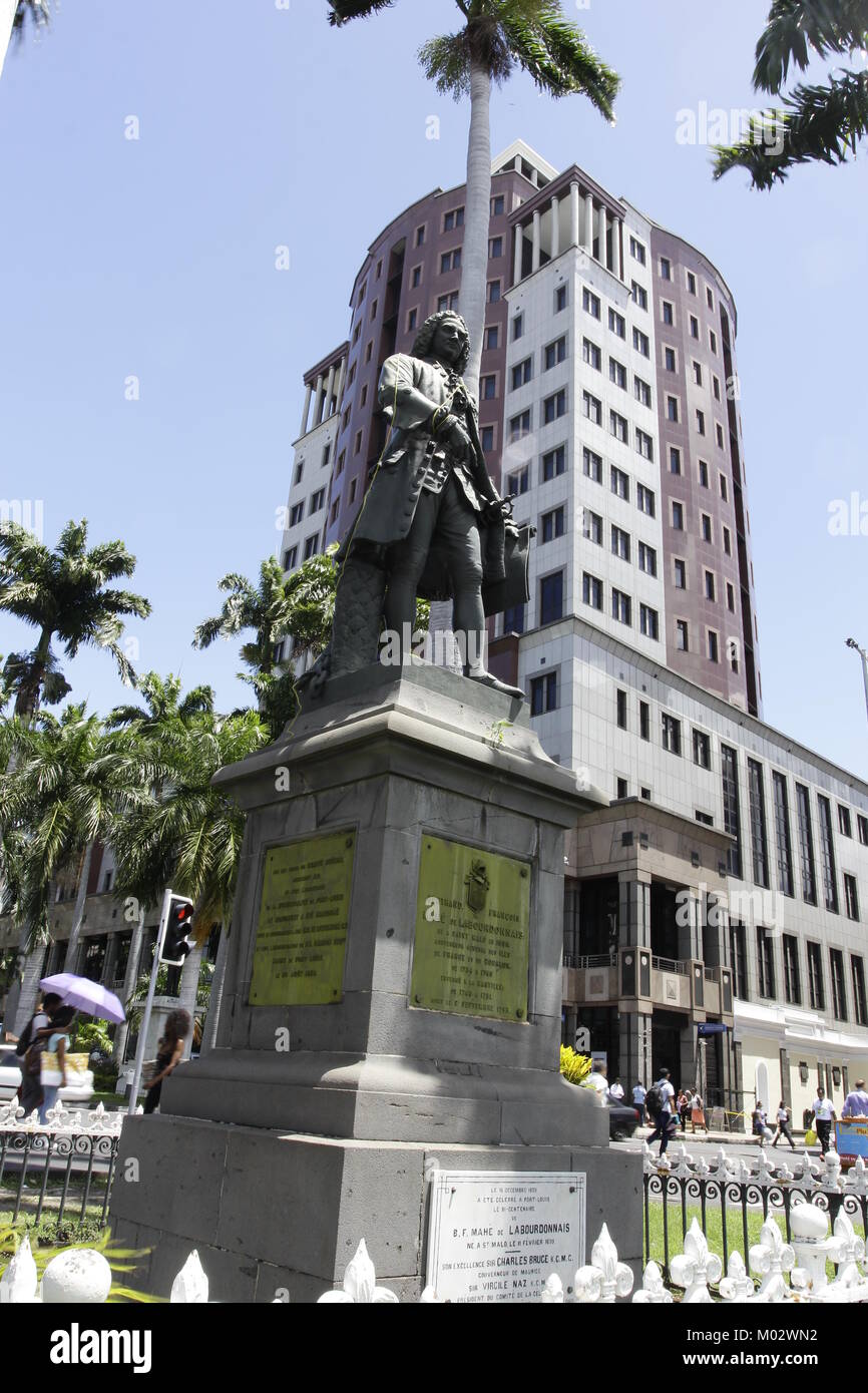 The city's most imposing boulevard, Place d'Armes' is lined with royal palms and leads up to Government House, a beautiful French-colonial structure d Stock Photo