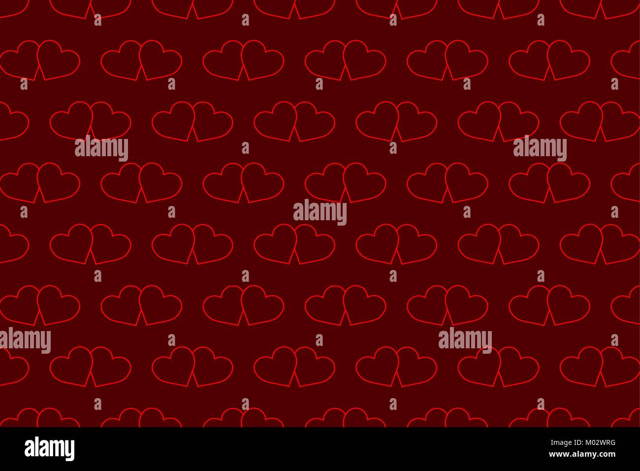 Two hearts - vector pattern - red pattern on a red background Stock ...