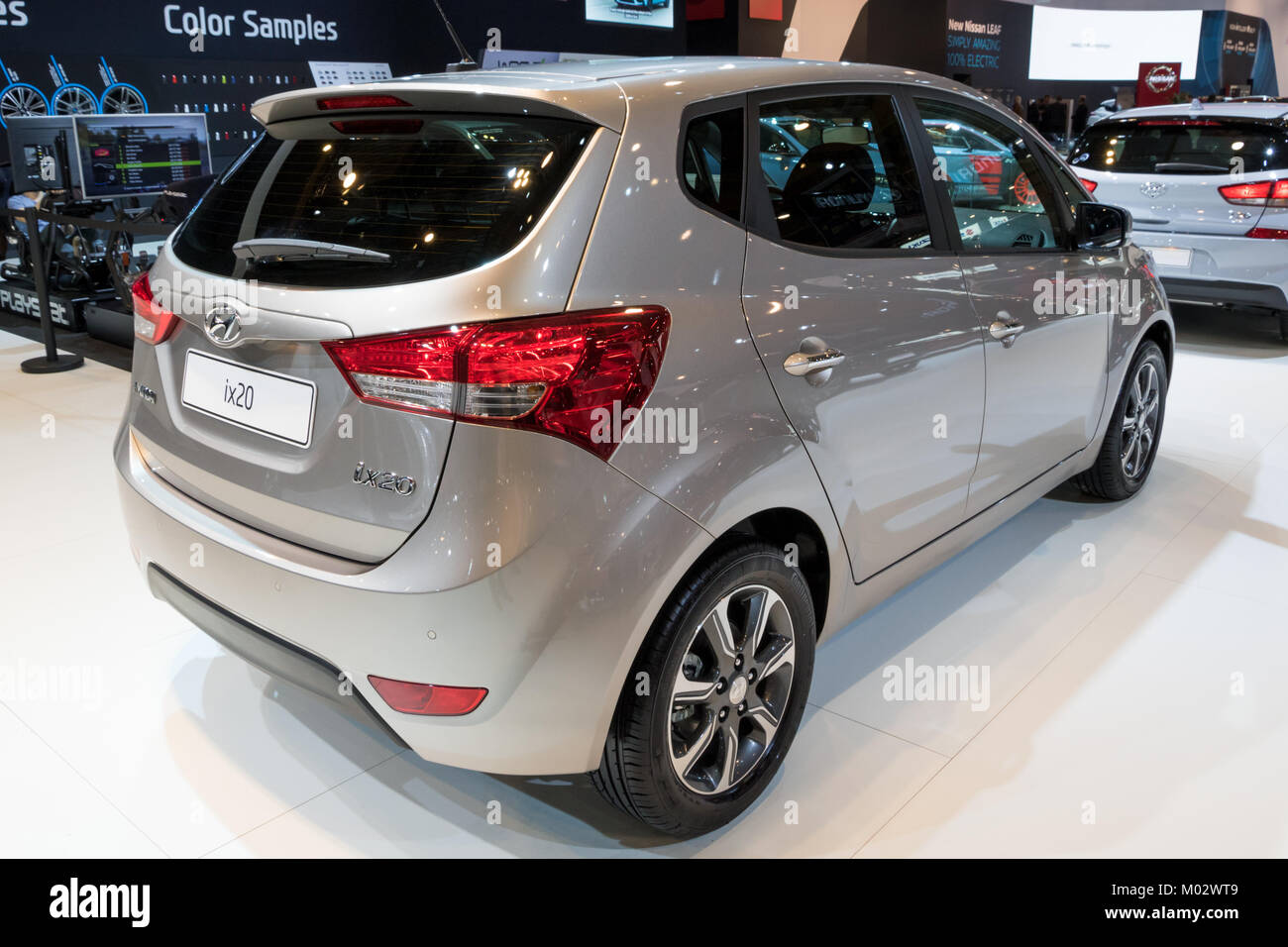 BRUSSELS - JAN 10, 2018: Hyundai ix20 compact MPV car showcased at the Brussels Motor Show. Stock Photo