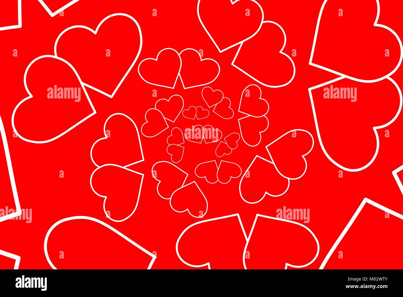 Two hearts - vector pattern - white pattern on a red background Stock ...
