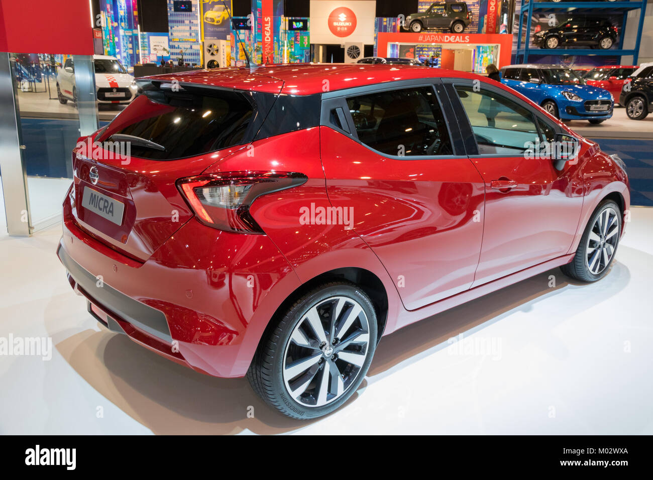 BRUSSELS - JAN 10, 2018: Nissan Micra car showcased at the Brussels Motor Show. Stock Photo