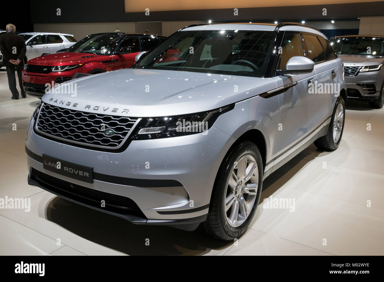 BRUSSELS - JAN 10, 2018: Land Rover Range Rover Velar D180 car showcased at the Brussels Motor Show. Stock Photo