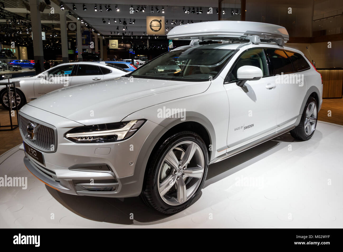 Brussels Jan 10 18 Volvo V90 Cross Country Car Presented At The Brussels Motor Show Stock Photo Alamy