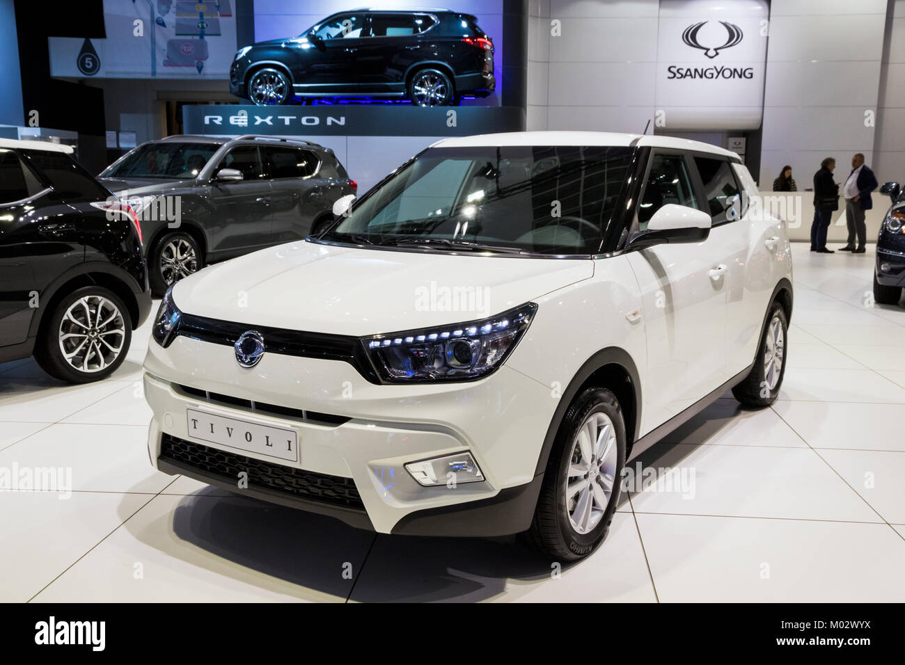 BRUSSELS - JAN 10, 2018: SsangYong Tivoli mini-SUV car showcased at the Brussels Motor Show. Stock Photo