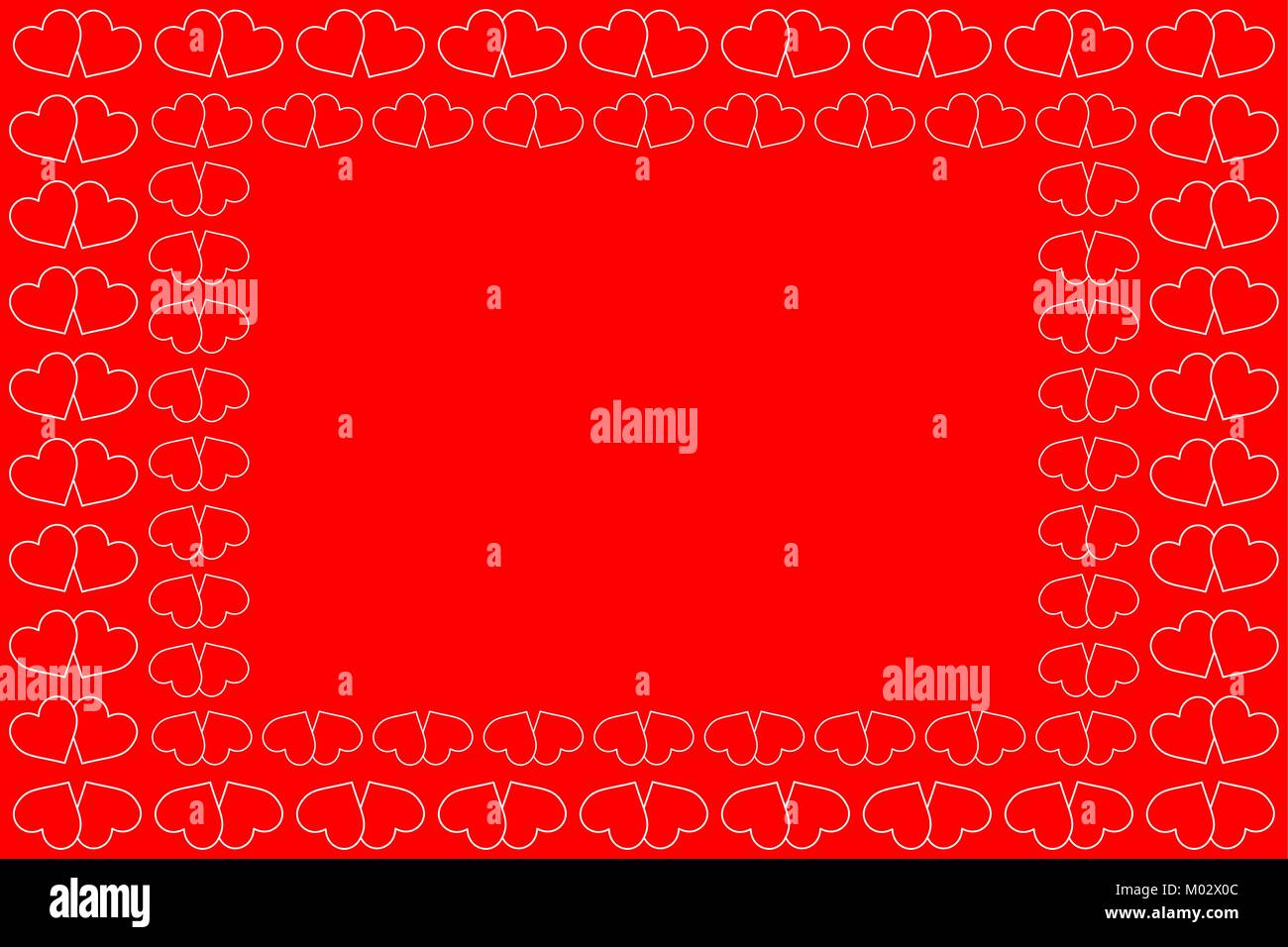 Two heart frames - vector pattern - white pattern on a red background ...