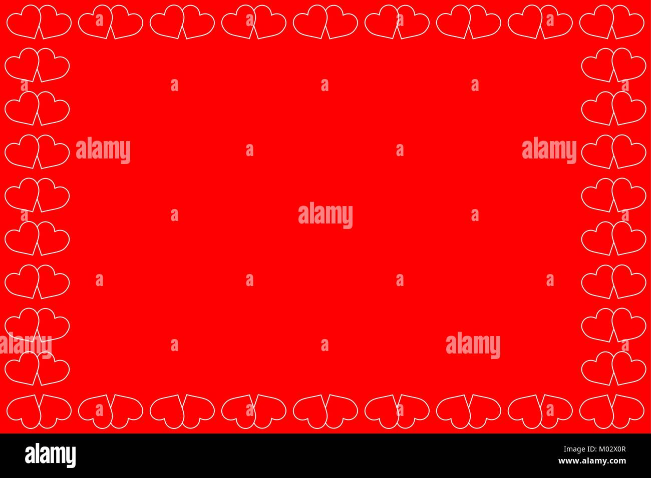 Two heart frames - vector pattern - white pattern on a red background ...