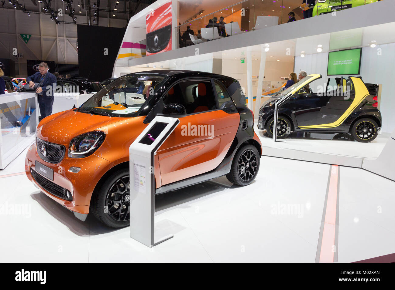 GENEVA, SWITZERLAND MARCH 4, 2015 Smart cars shown at the 85th