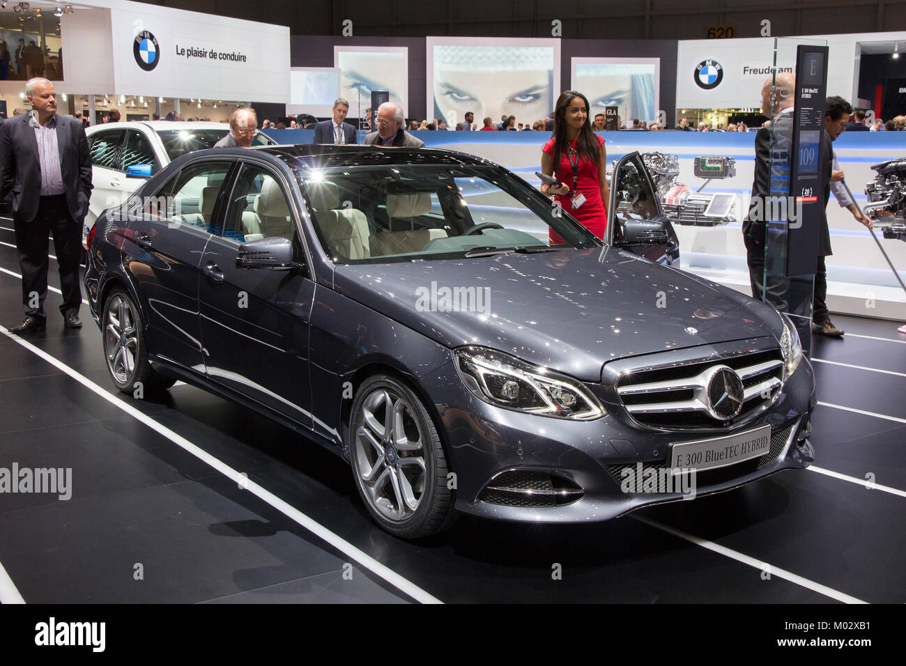 GENEVA, SWITZERLAND - MARCH 4, 2015: Mercedes-Benz E300 BlueTEC HYBRID  shown at the 85th International Geneva Motor Show in Palexpo, Geneva Stock  Photo - Alamy