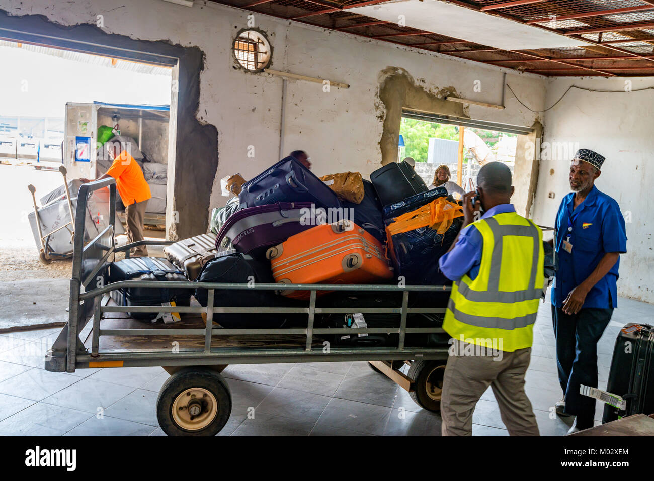 ZANZIBAR ISLAND, TANZANIA - CIRCA JANUARY 2015:Baggage claim at Zanzibar airport Stock Photo