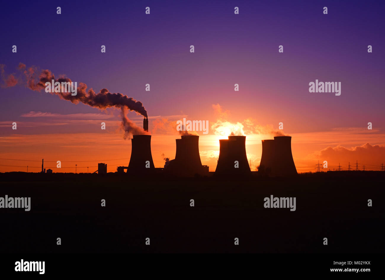 eggborough coal powered power station at sunset yorkshire united kingdom Stock Photo