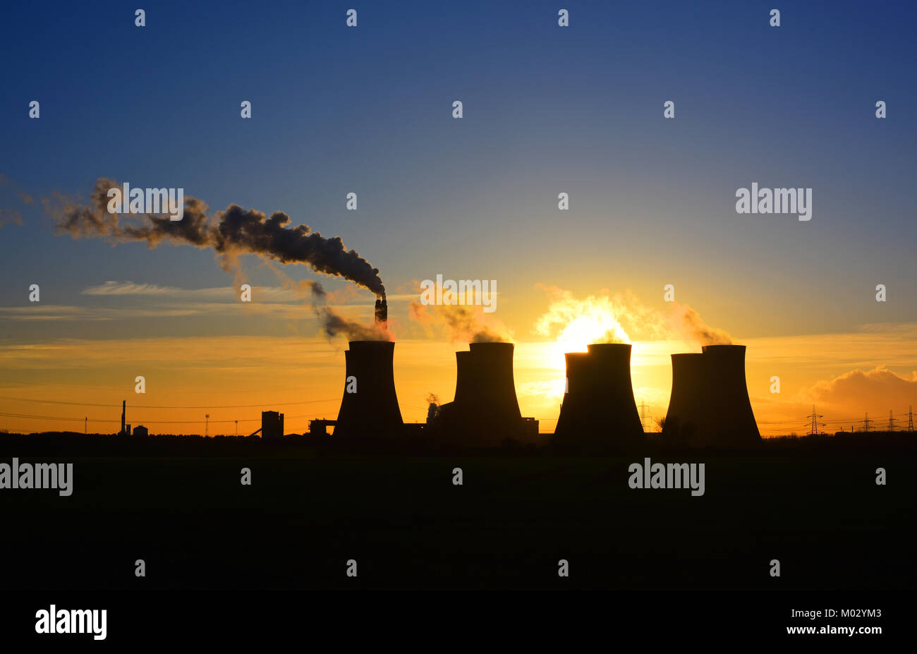 eggborough coal powered power station at sunset yorkshire united kingdom Stock Photo