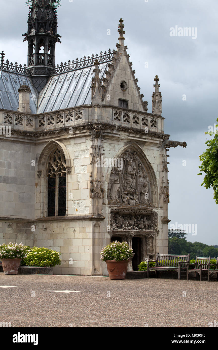 Chapel St. Hubert where Leonardo Da Vinci is buried in Amboise, France. Stock Photo
