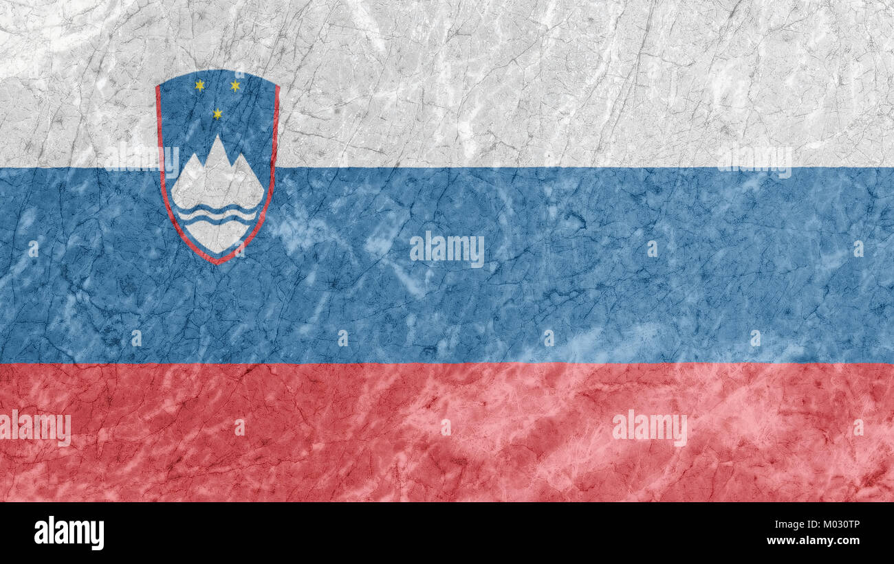Slovenia flag painted on old stone wall texture background Stock Photo ...
