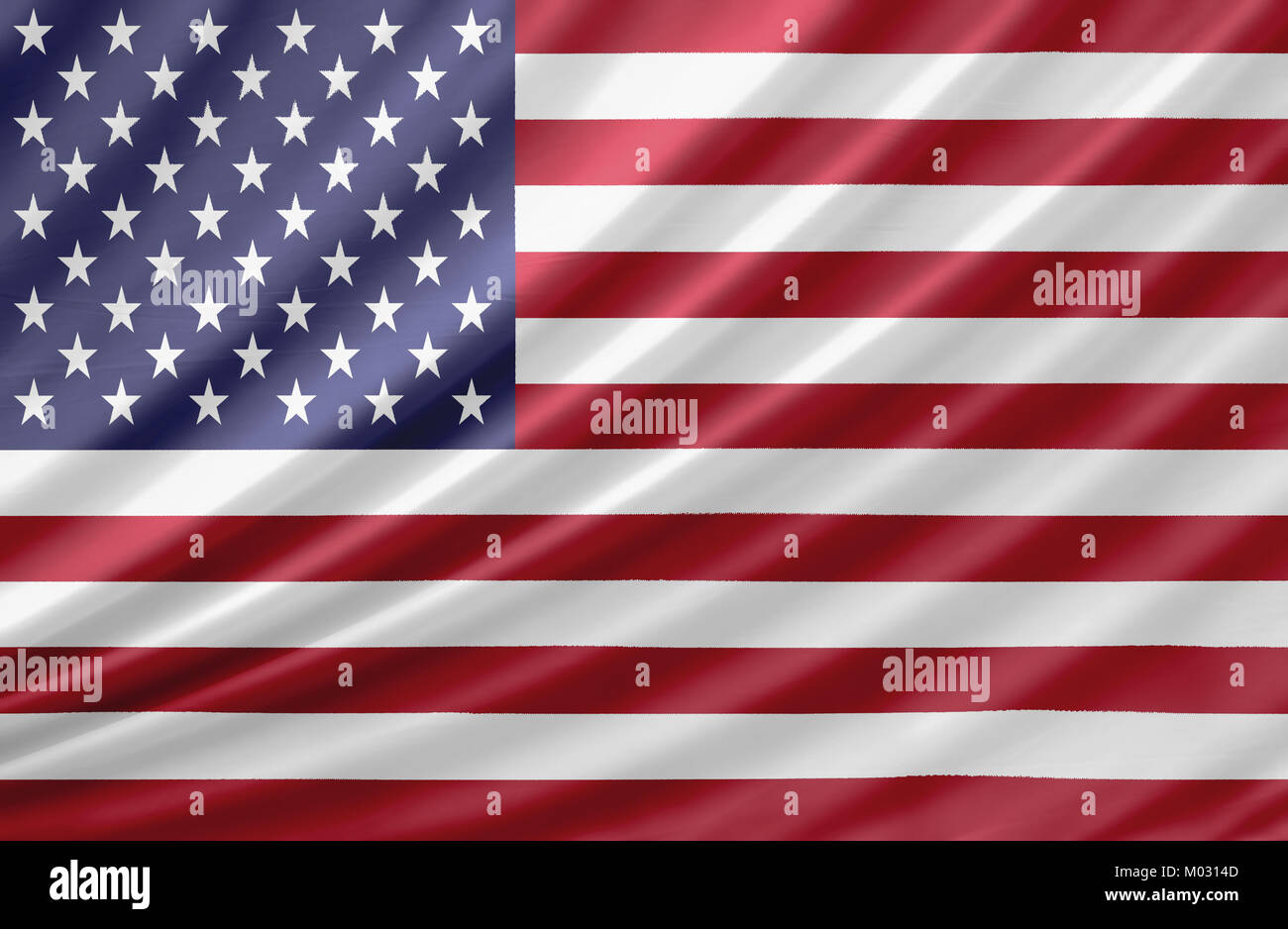 Waving flag of United States of America. Flag has real fabric texture ...
