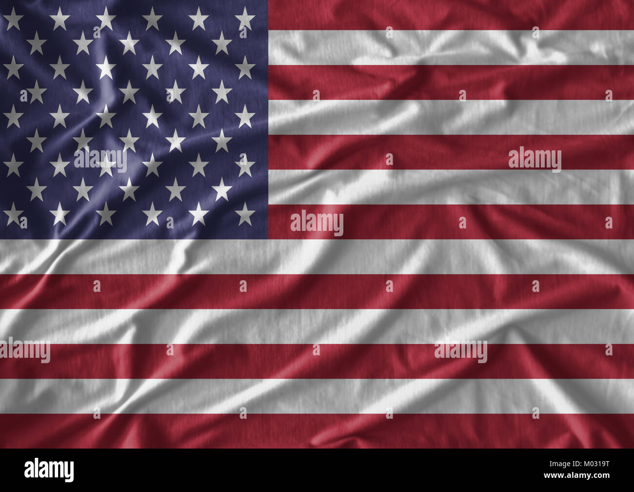 Waving flag of United States of America. Flag has real fabric texture ...