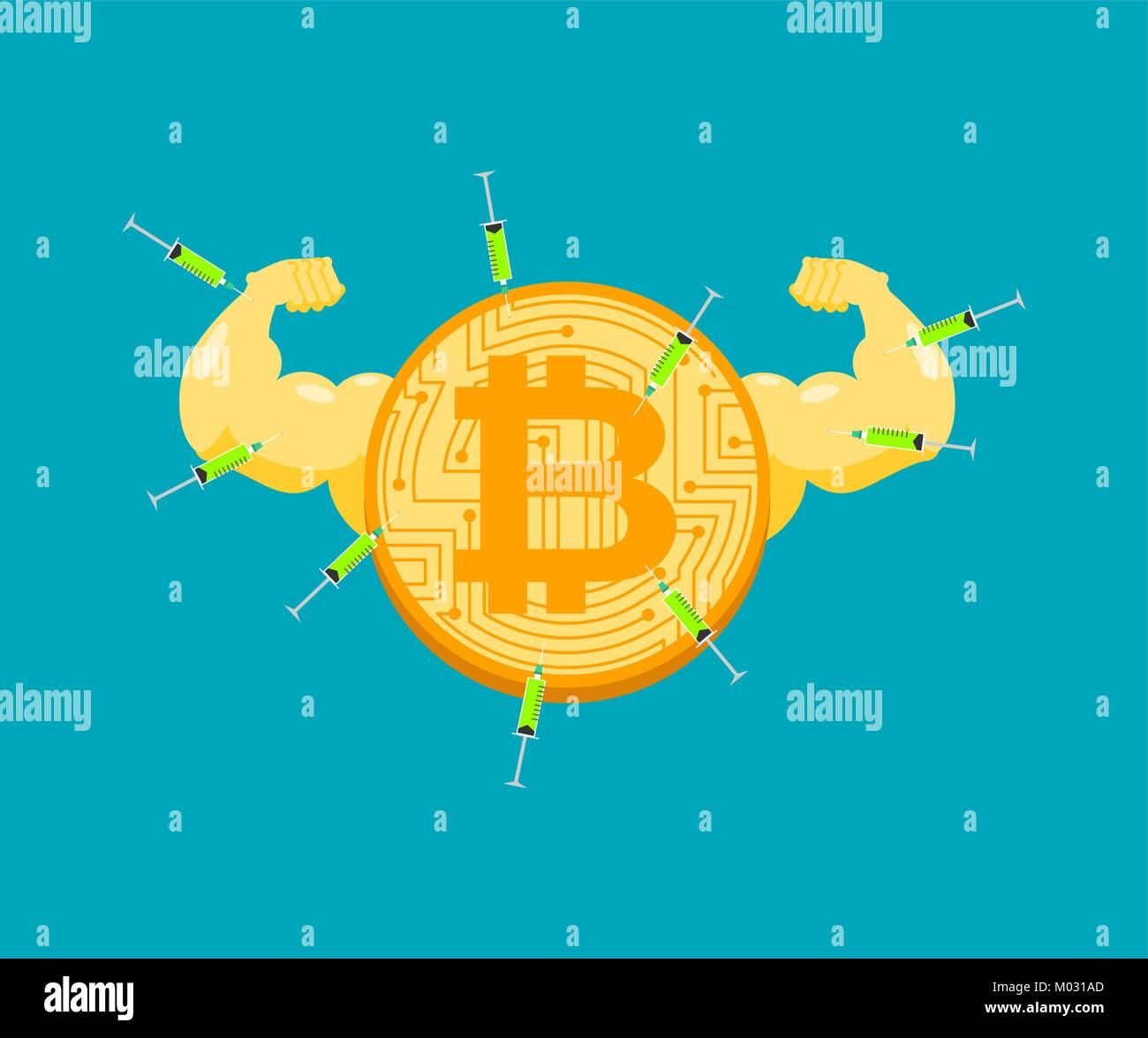 Doping for Bitcoin. Strong crypto currency and steroids. Syringe with  anabolic. Bodybuilder coin. Vector illustration Stock Vector Image & Art -  Alamy