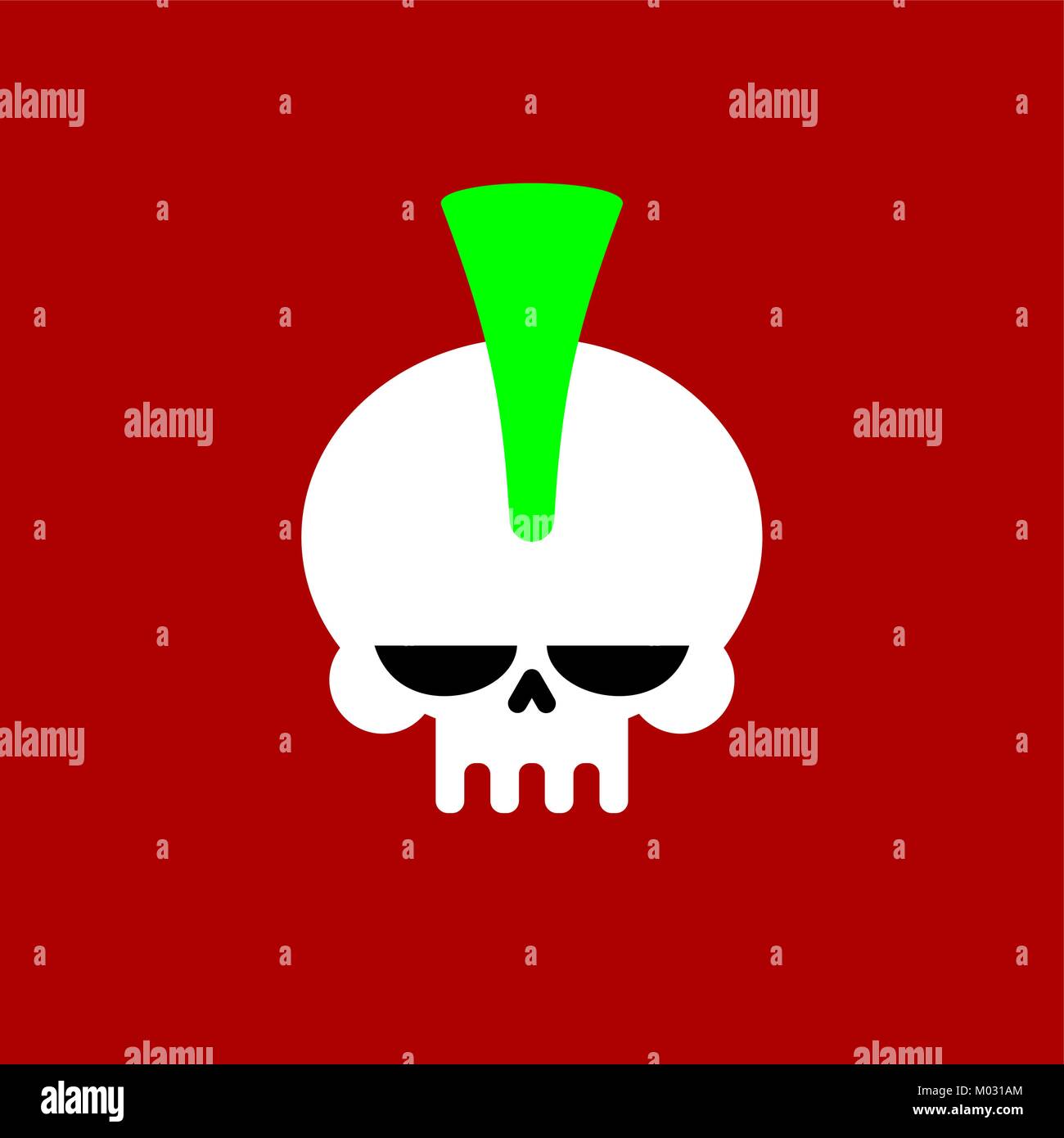 Punk skull with mohawk. head of skeleton. Vector illustration Stock Vector