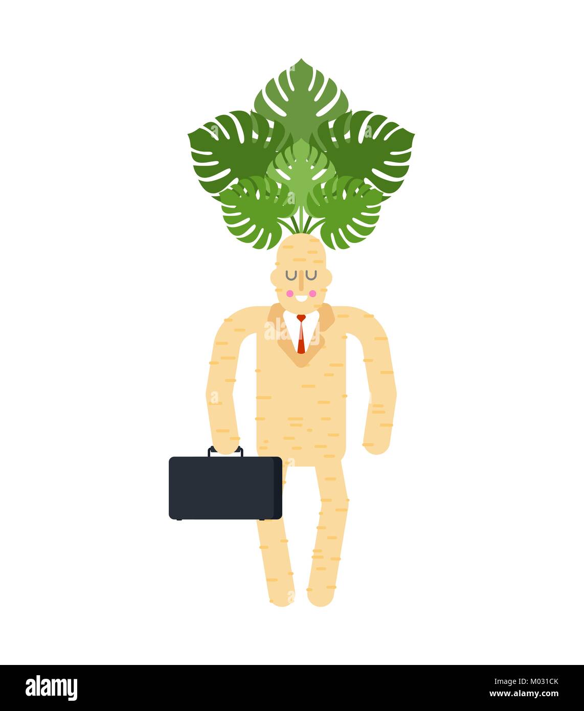 Boss Mandrake root. Tie and case. Magic businessman Stock Vector