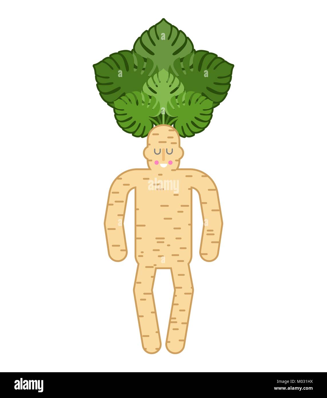 Mandrake root man. Tie and case. Magic plant. Vector illustration Stock Vector