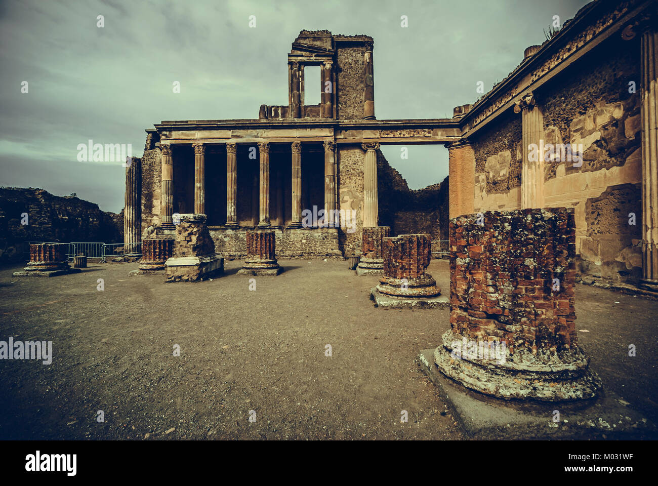 Ancient Pompeii. The Basilica was used both as a court Stock Photo