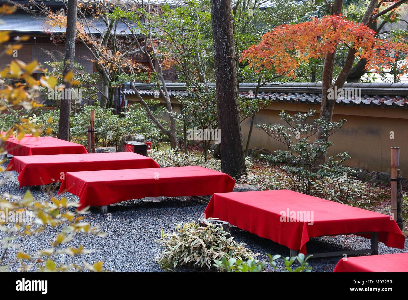 Kinkakuji Temple tea garden in Kyoto, Japan. UNESCO World Heritage Site. Stock Photo