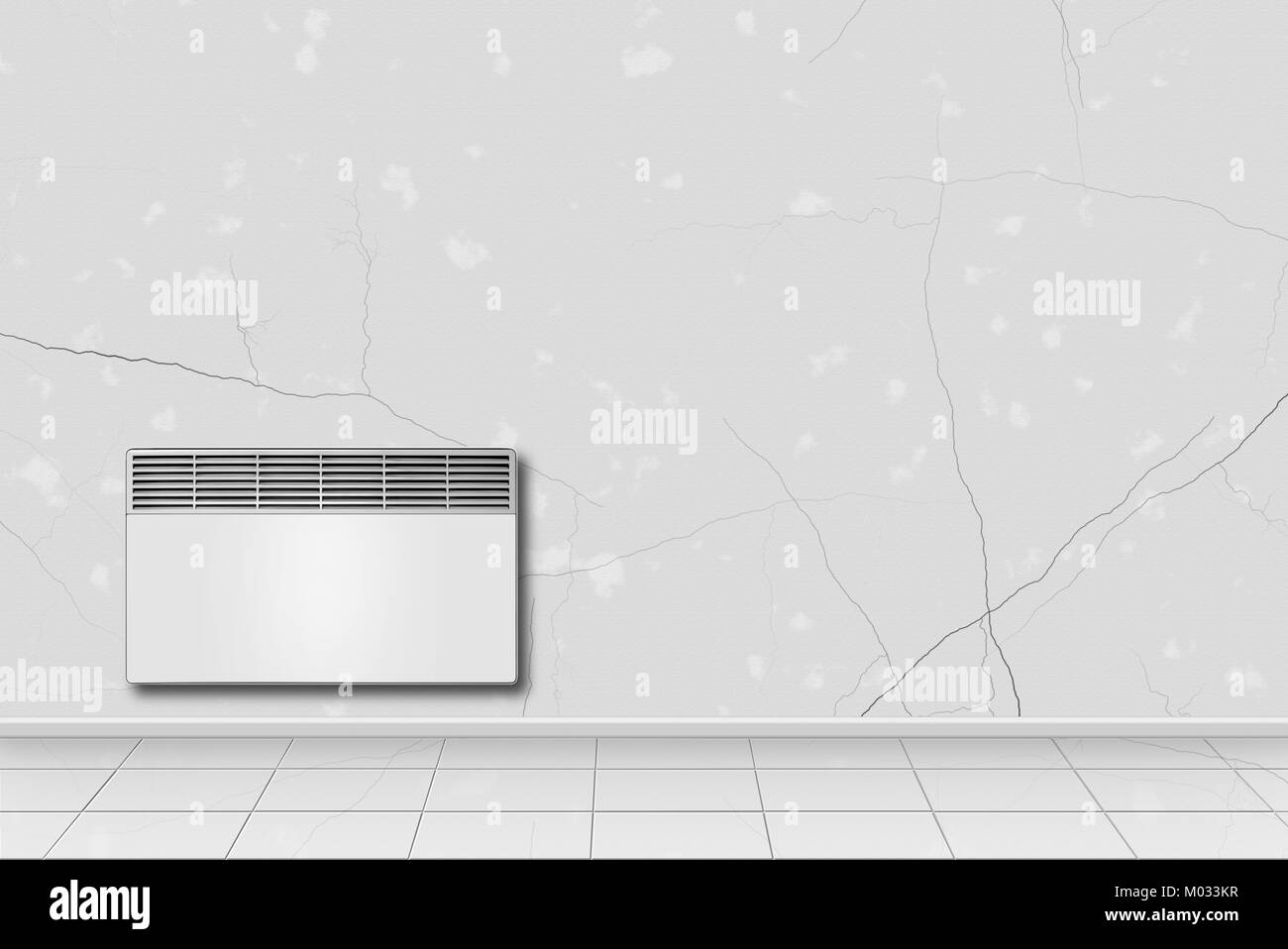 Home interior - Electric Convection heate in home interior on a light wall background. Stock Photo