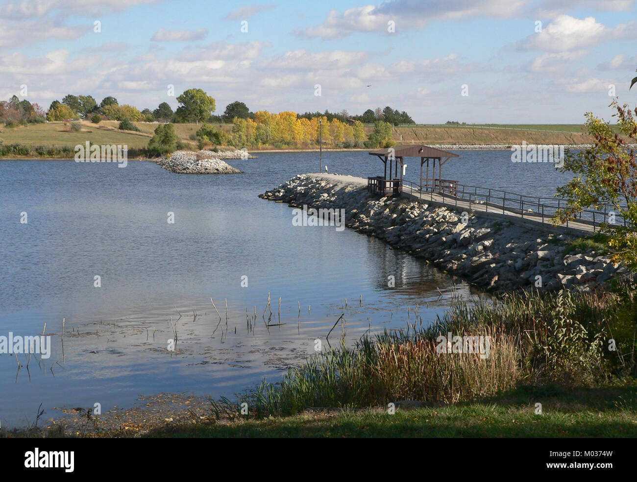 Branched Oak Lake marina breakwall 1 Stock Photo Alamy