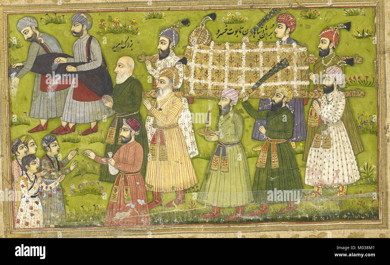 Buzurjumid leading funeral procession - Khusrau u Shirin by Nizami (1726), f.95v - BL Or.2933 Stock Photo