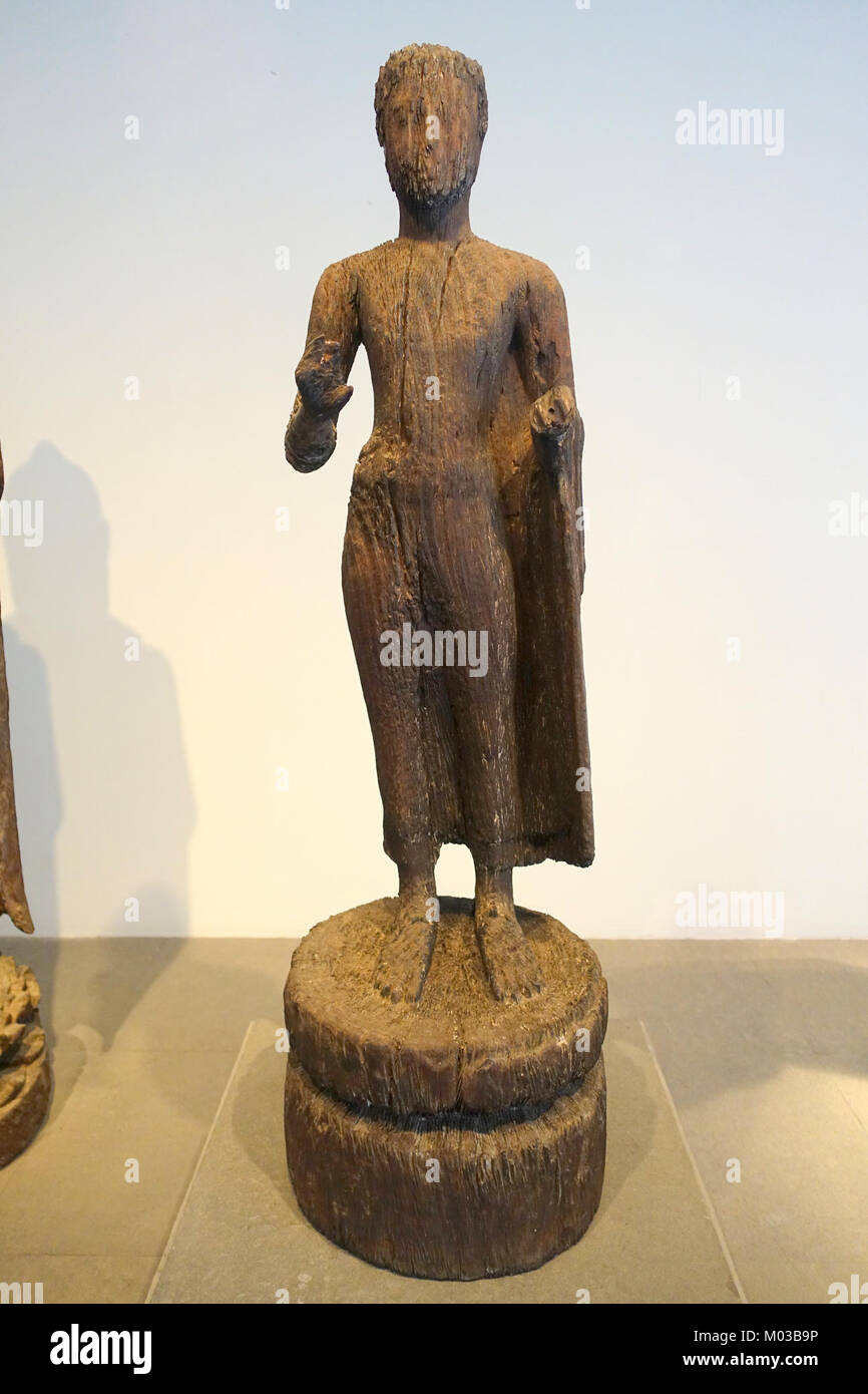 Buddha, Binh Hoa, Long An, 7th-8th century AD, bang lang wood - Museum of Vietnamese History - Ho Chi Minh City - DDSC06061 Stock Photo