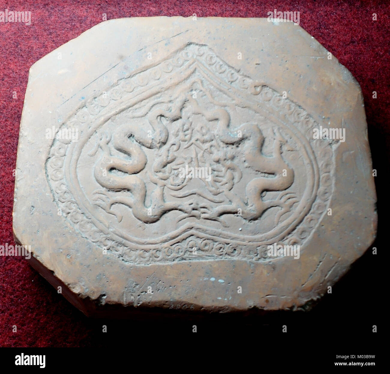 Brick, Ly dynasty, 11th-12th century AD, earthenware - Museum of Vietnamese History - Ho Chi Minh City - DSC06184 Stock Photo