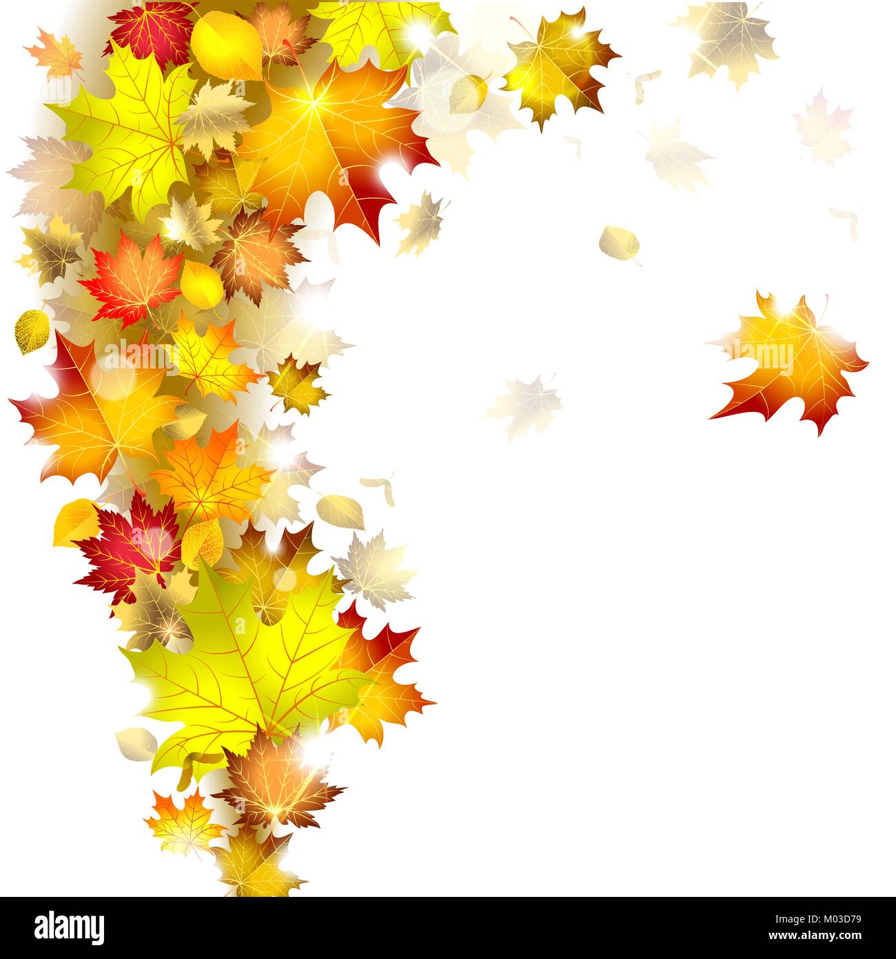 whirlwind of falling autumn leaves Stock Vector