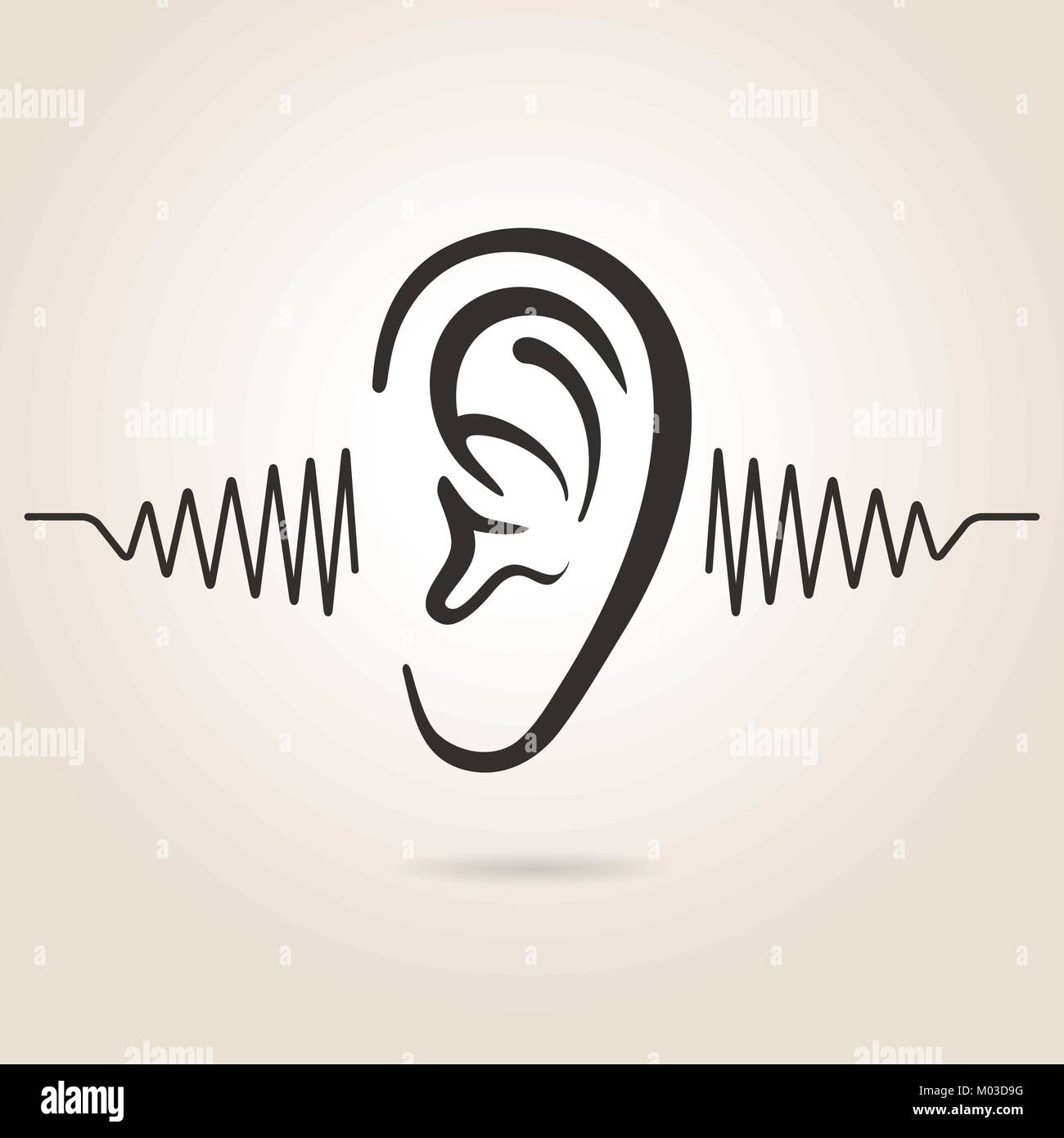 ear icon on light background Stock Vector
