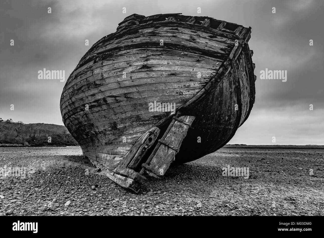 Beached shipwreck, Dulas Bay, Anglesey, North Wales. Stock Photo