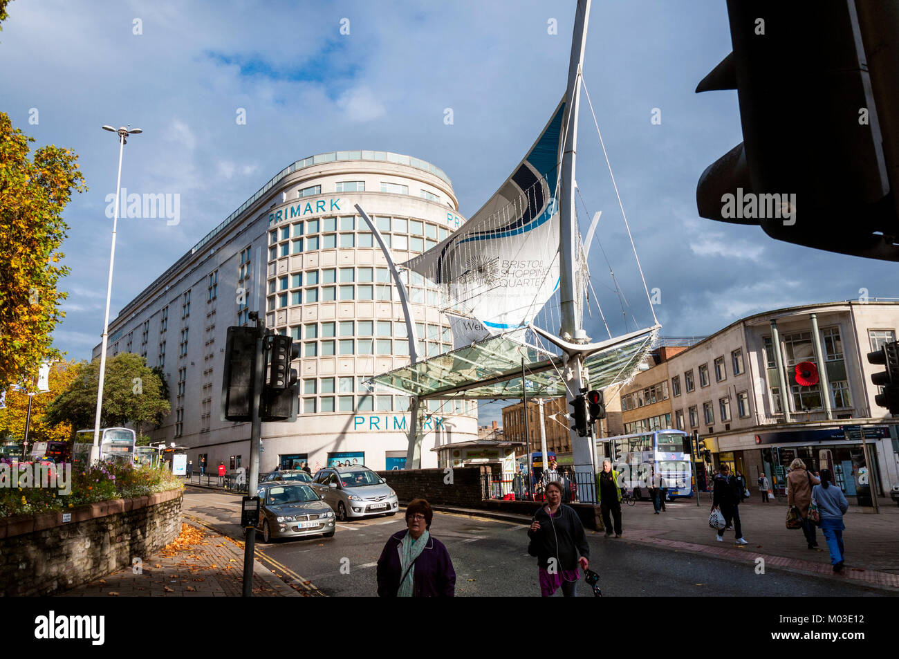 Bristol city centre, Broadmead shopping district and Primark store, UK