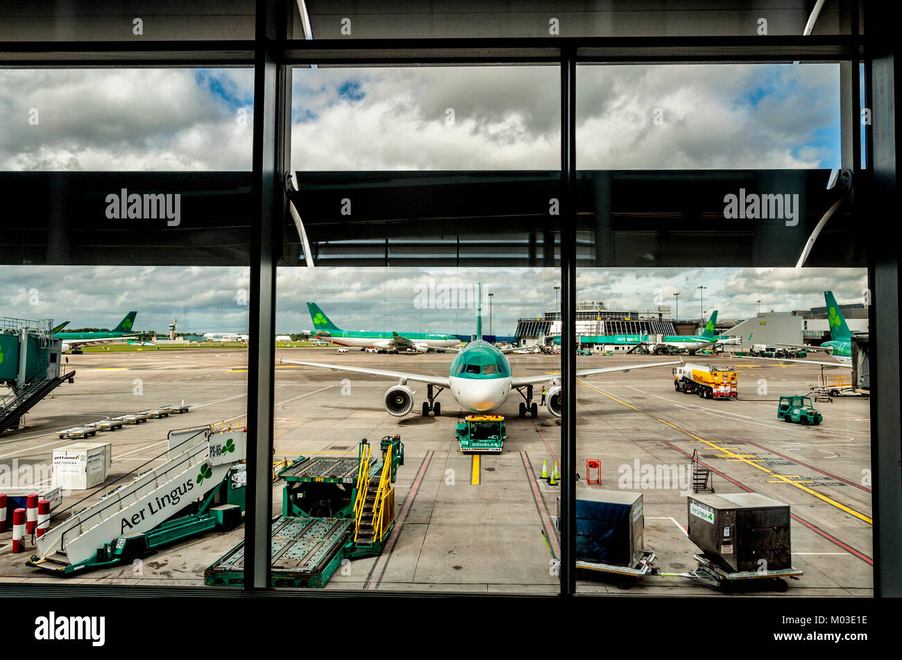 Aer Lingus aircraft at Dublin Airport, terminal two, Ireland Stock Photo
