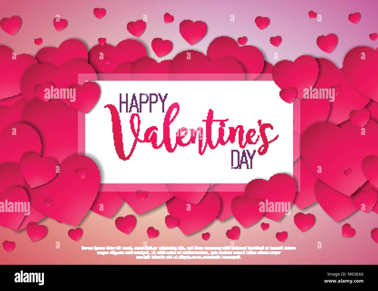 Happy Valentines Day Design with Red Heart on Shiny Pink Background ...