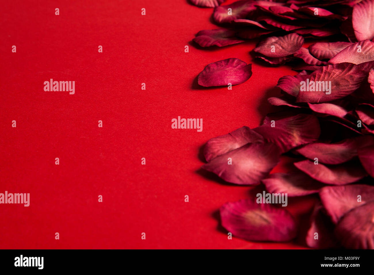 Red rose petals on a red background. Romantic valentines day background ...