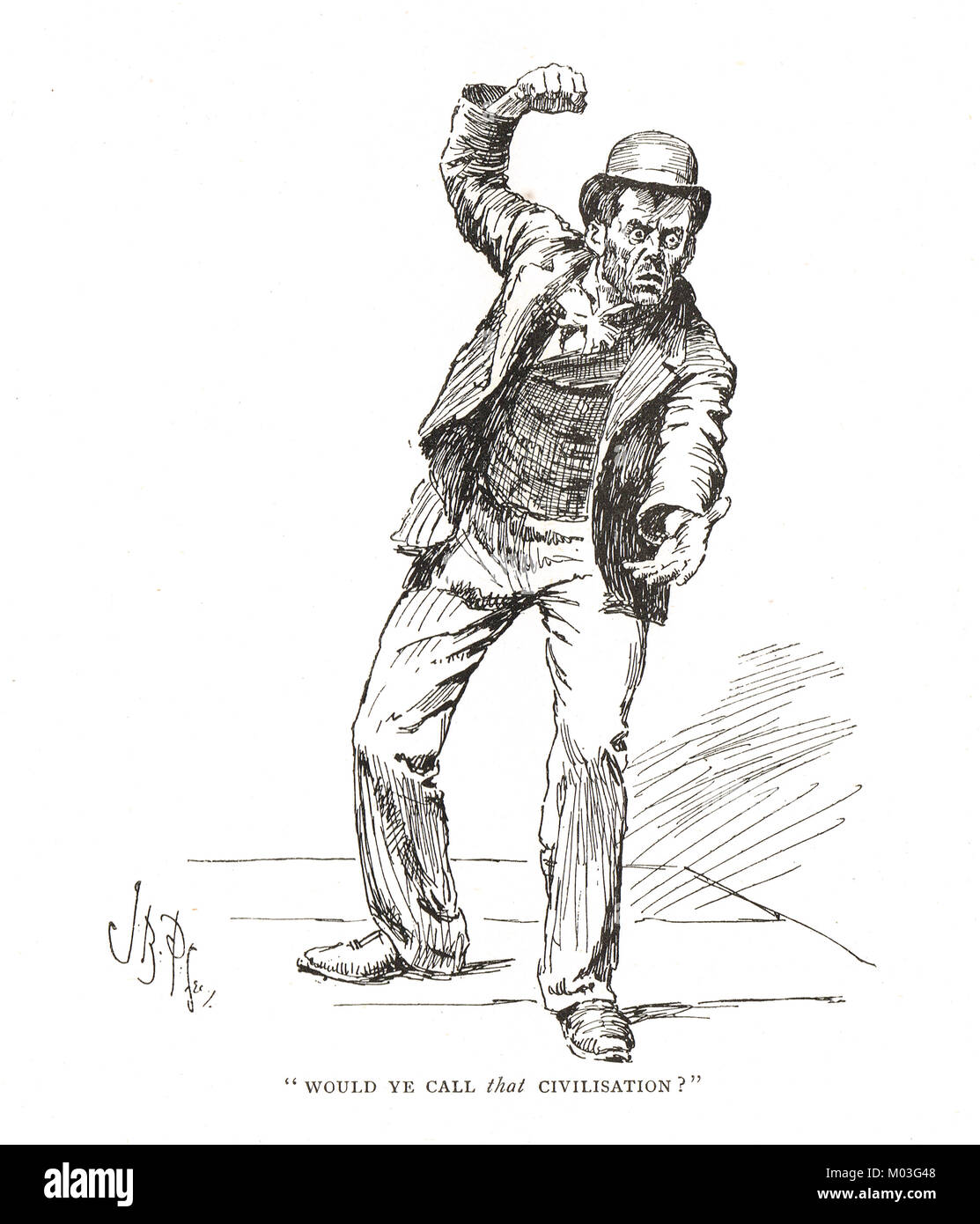 Irishman at Speakers Corner, Hyde Park, London in the Victorian era, protesting at evictions in Ireland Stock Photo