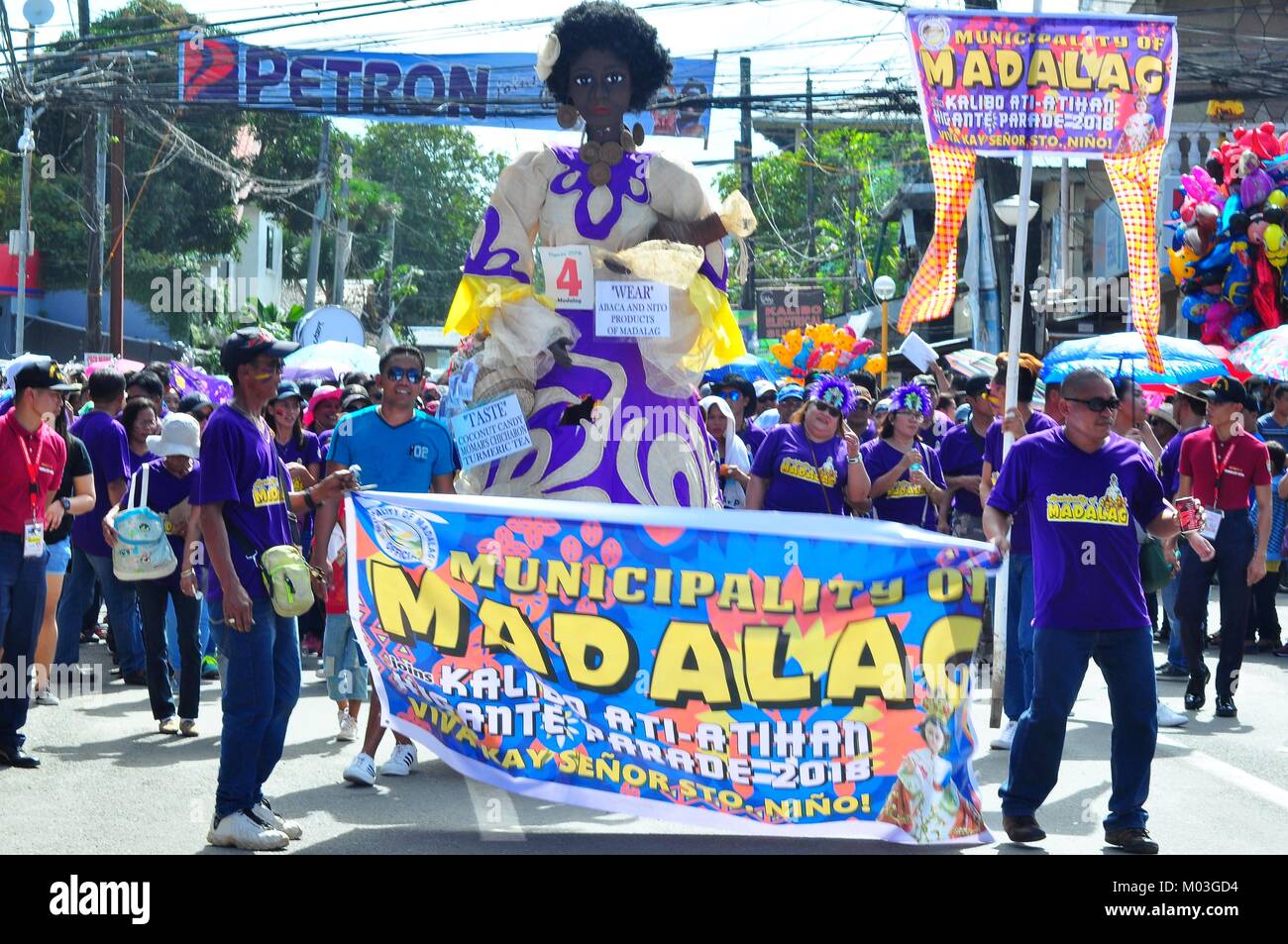 Kalibo, Philippines. 18th Jan, 2018. One of the biggest attractions of the Kalibo Sto. Nino Ati