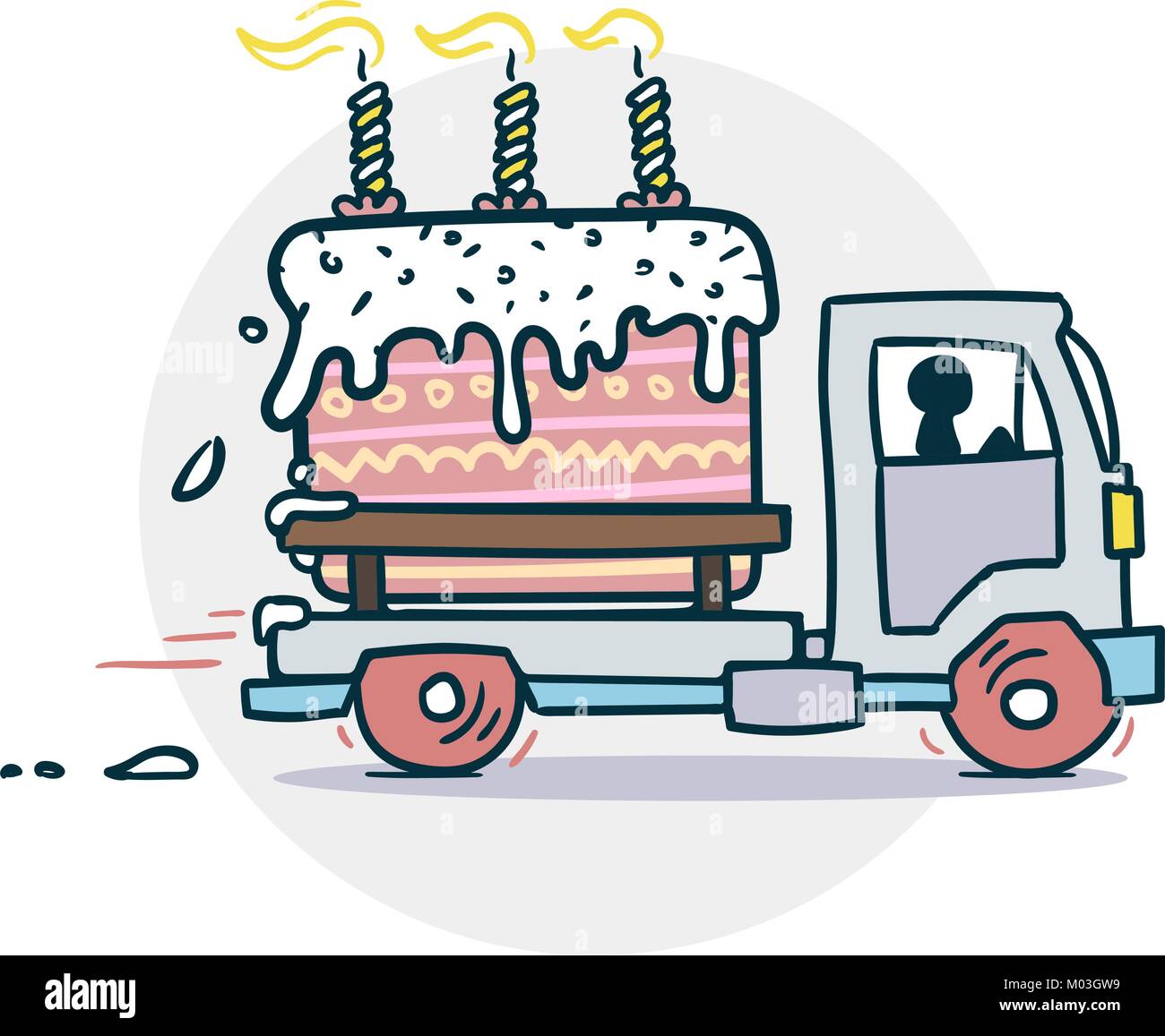 Cake truck delivery sticker. Vector illustration of a funny cartoon style  Stock Vector Image & Art - Alamy