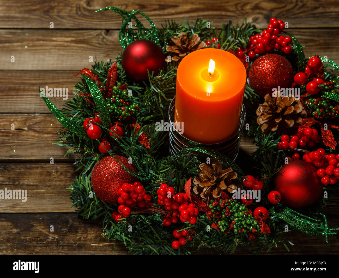 Advent wreath with candle Stock Photo Alamy