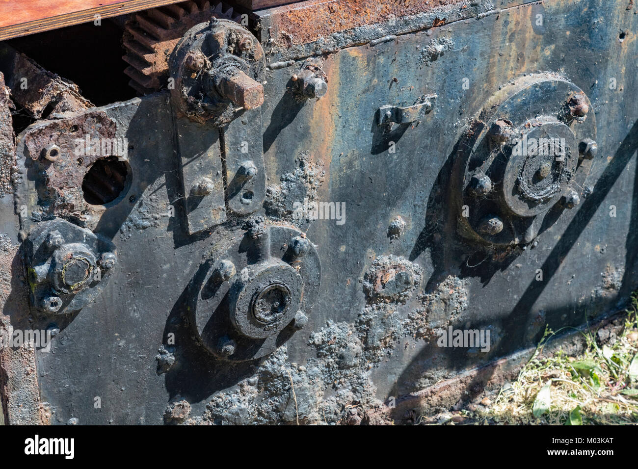 A boat winch on the beach at Deal in Kent used for hauling fishing