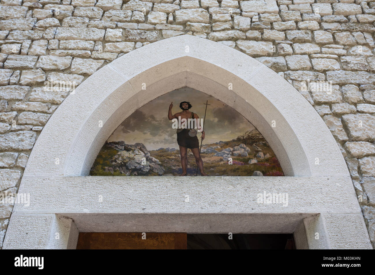 Archway of the entrance gate to the Church of San Giovanni in Tuba - San Giovanni di Duino (San Giovanni al Timavo), Friuli Venezia Giulia, Italy Stock Photo