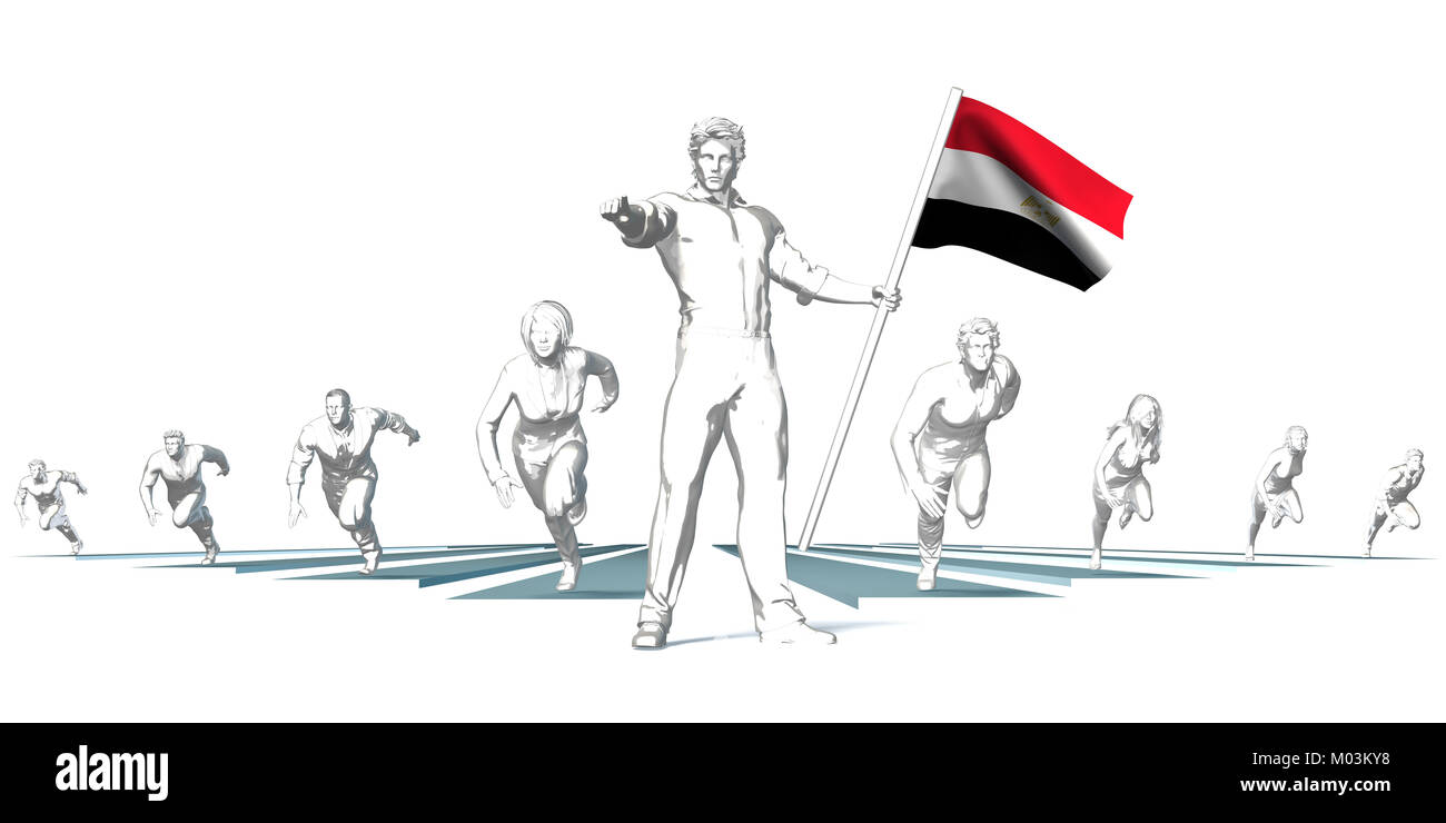 Egypt Racing to the Future with Man Holding Flag Stock Photo - Alamy