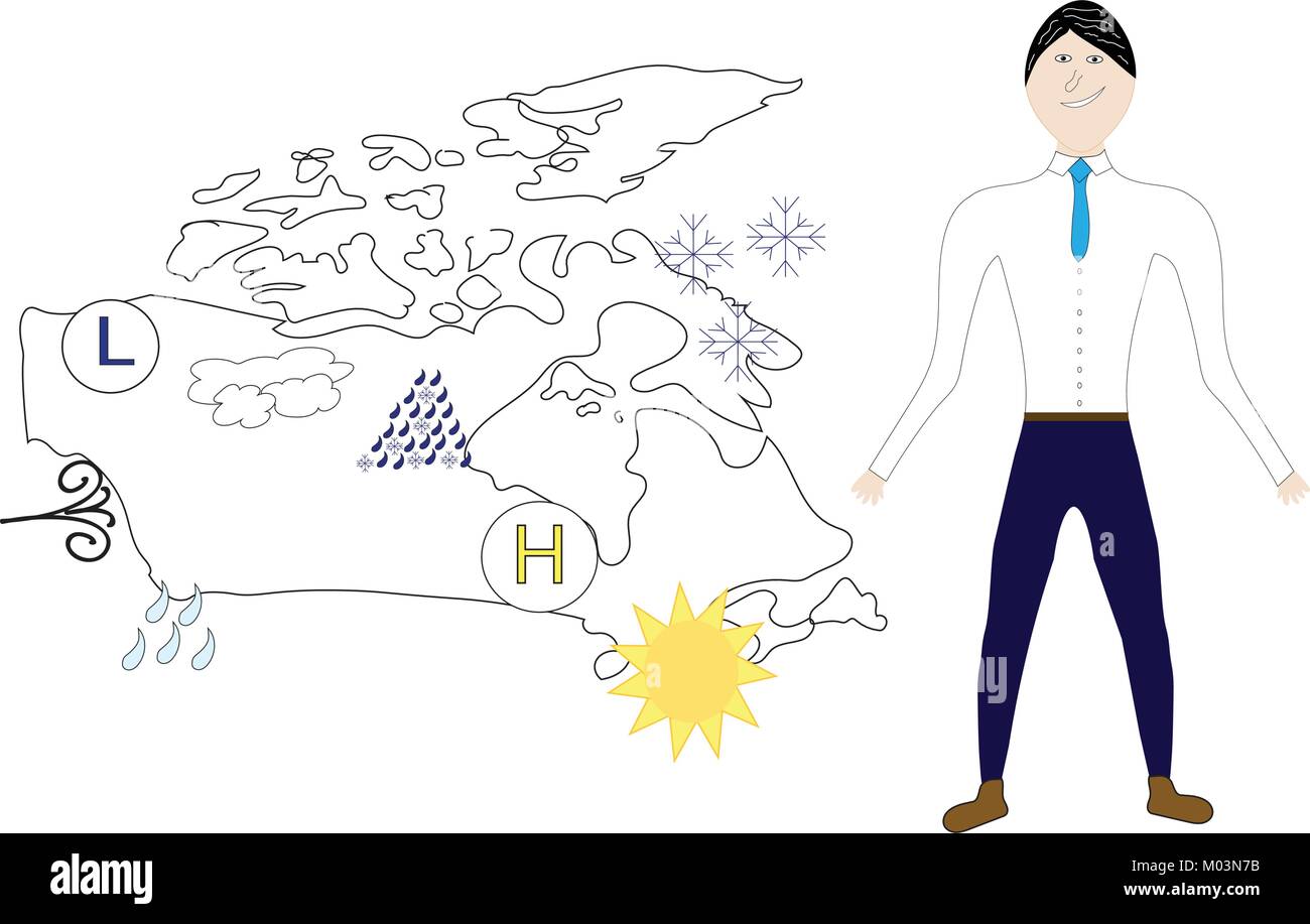 Weatherman with weather map of Canada forecast Stock Vector Image & Art