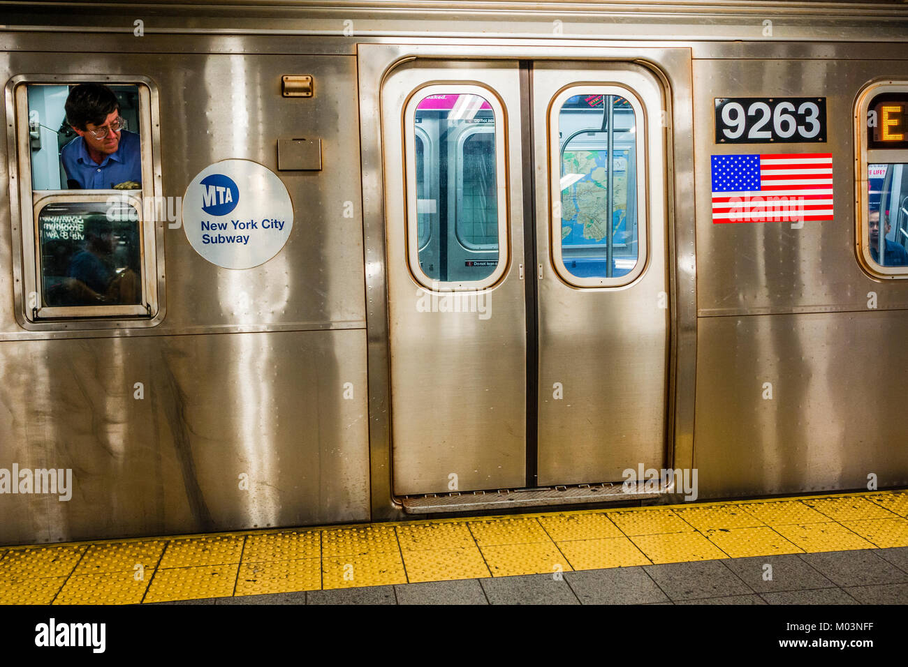 E Train Conductor Subway Manhattan New York, New York, USA Stock Photo