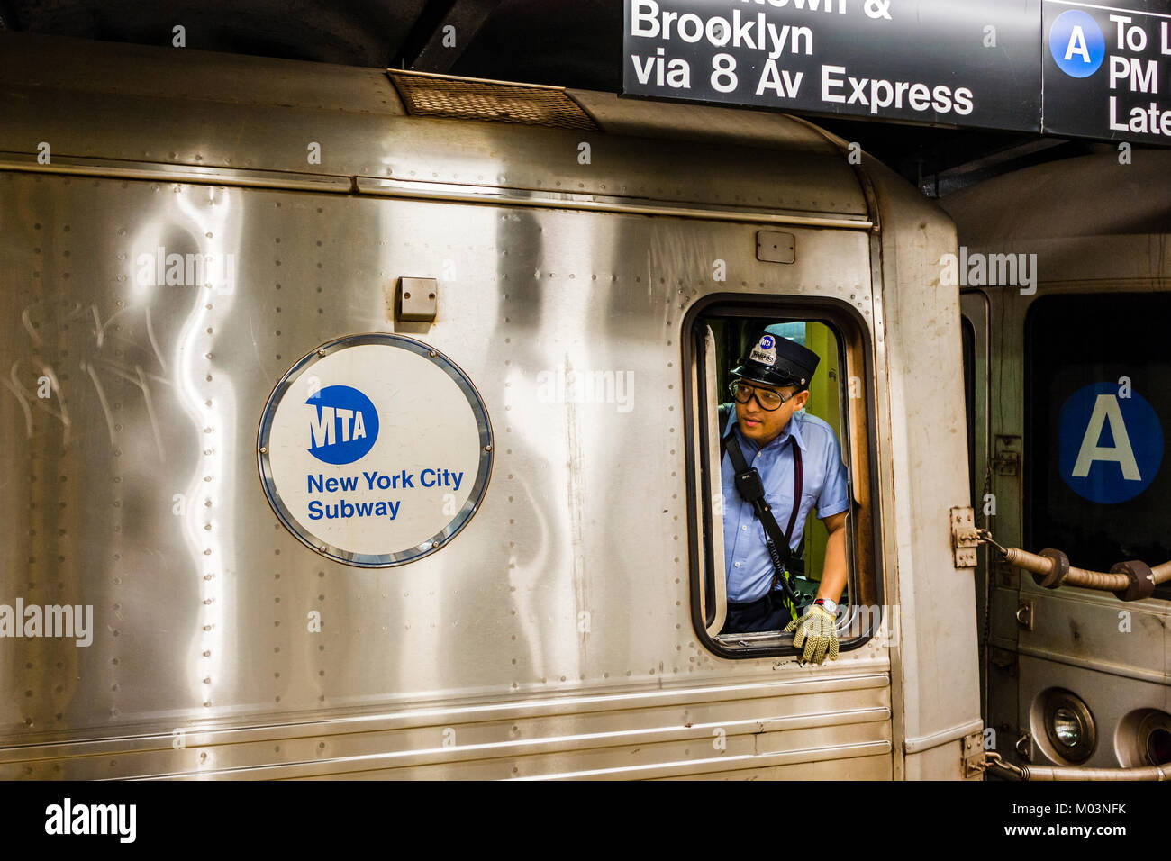 A Train Conductor Subway Manhattan New York, New York, USA Stock Photo
