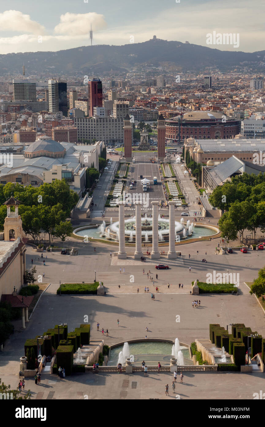 View of Barcelona from Montjuic hill, Catalonia, Spain Stock Photo