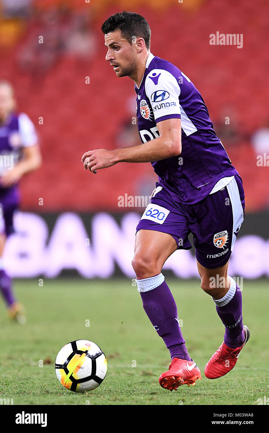 Brisbane, QUEENSLAND, AUSTRALIA. 18th Jan, 2018. Joel Chianese of the Glory (#7) in action during the round seventeen Hyundai A-League match between the Brisbane Roar and the Perth Glory at Suncorp Stadium on January 18, 2018 in Brisbane, Australia. Credit: Albert Perez/ZUMA Wire/Alamy Live News Stock Photo