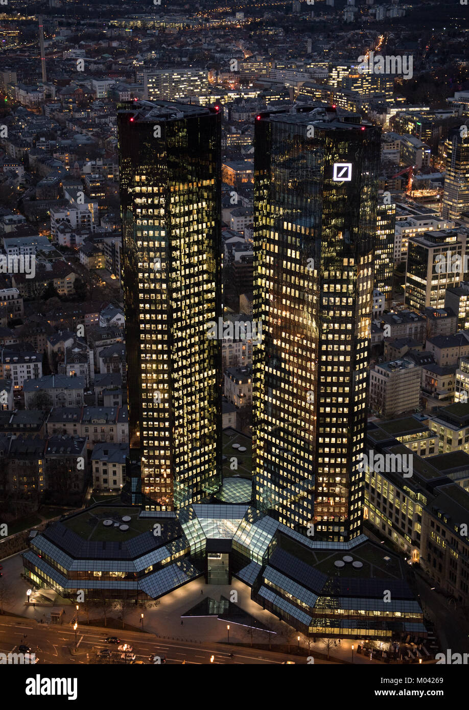 Numerous Offices Of The Deutsche Bank Are Lighten At Night In Frankfurt Am Main Germany 16 January 2018 Photo Arne Dedert Dpa Stock Photo Alamy